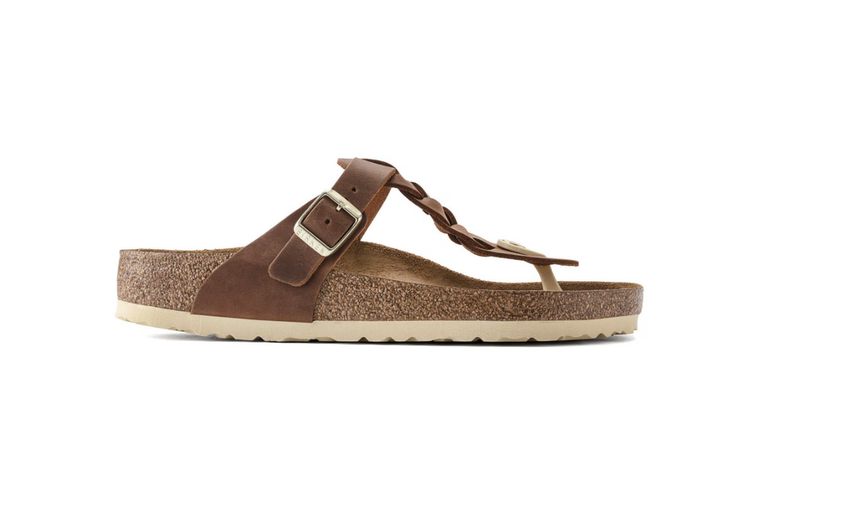 Birkenstock Gizeh Braided Oiled Leather Cognac