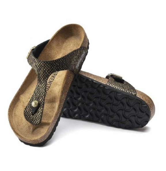 Birkenstock Gizeh Shiny Python Black Microfiber Sandals  Regular