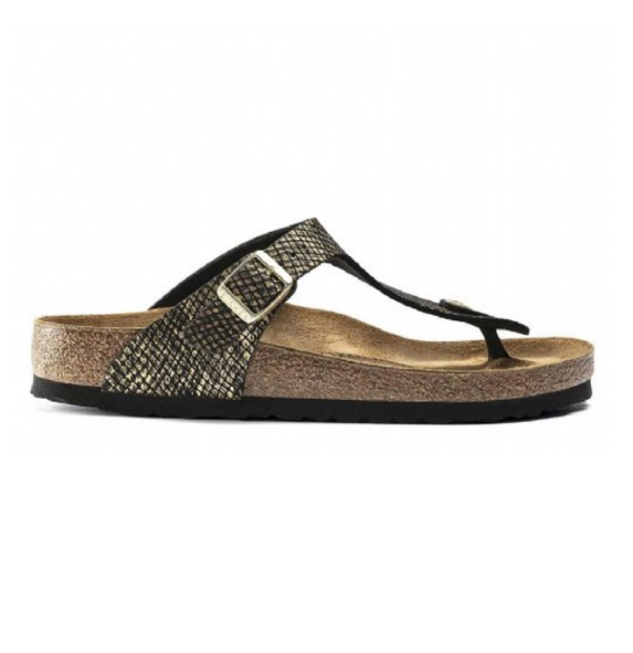 Birkenstock Gizeh Shiny Python Black Microfiber Sandals  Regular