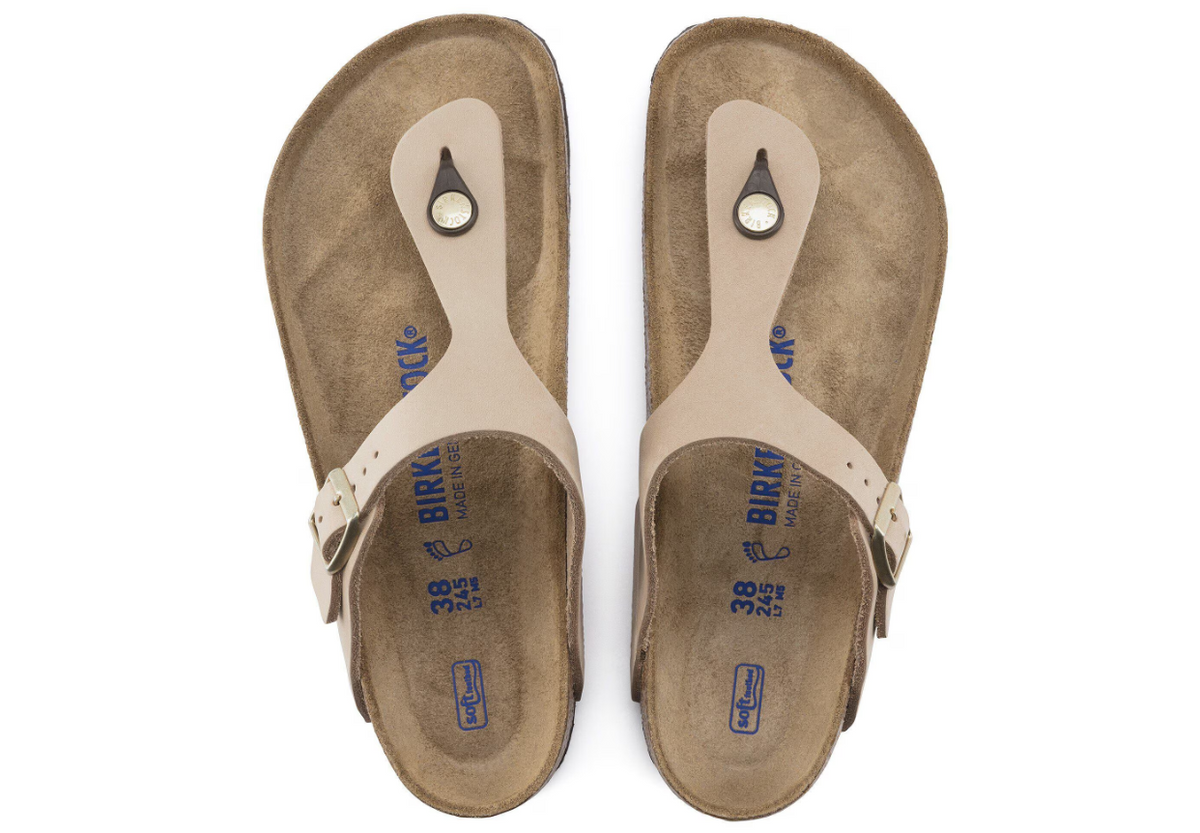 Birkenstock Gizeh Soft Footbed Nubuck Leather Sandcastle  Regular