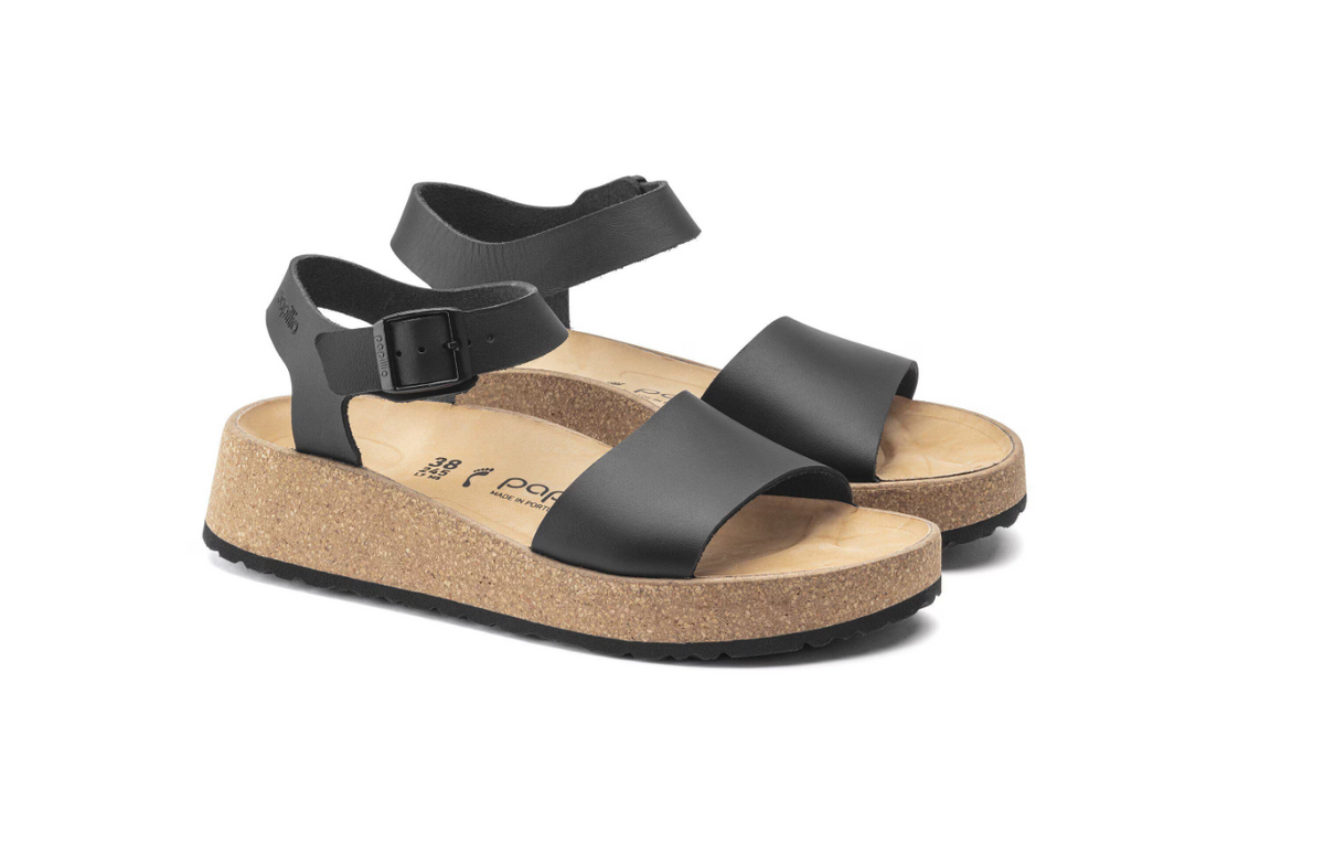 Birkenstock Glenda Natural Leather Black Sandal  Narrow