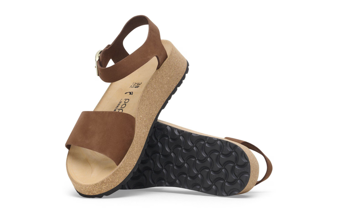 Birkenstock Glenda Nubuck Leather Dark Tea Sandal  Narrow