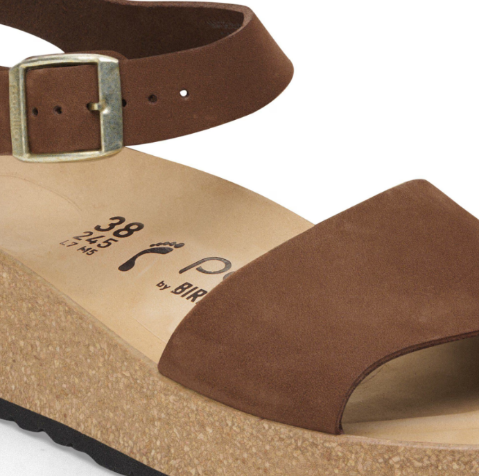 Birkenstock Glenda Nubuck Leather Dark Tea Sandal  Narrow