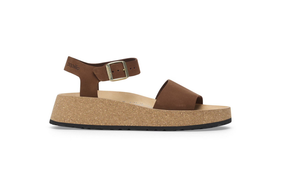 Birkenstock Glenda Nubuck Leather Dark Tea Sandal  Narrow