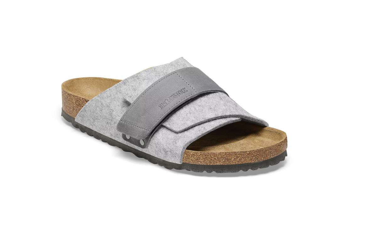 Birkenstock Kyoto Leather Textile Felt Light Gray  Narrow