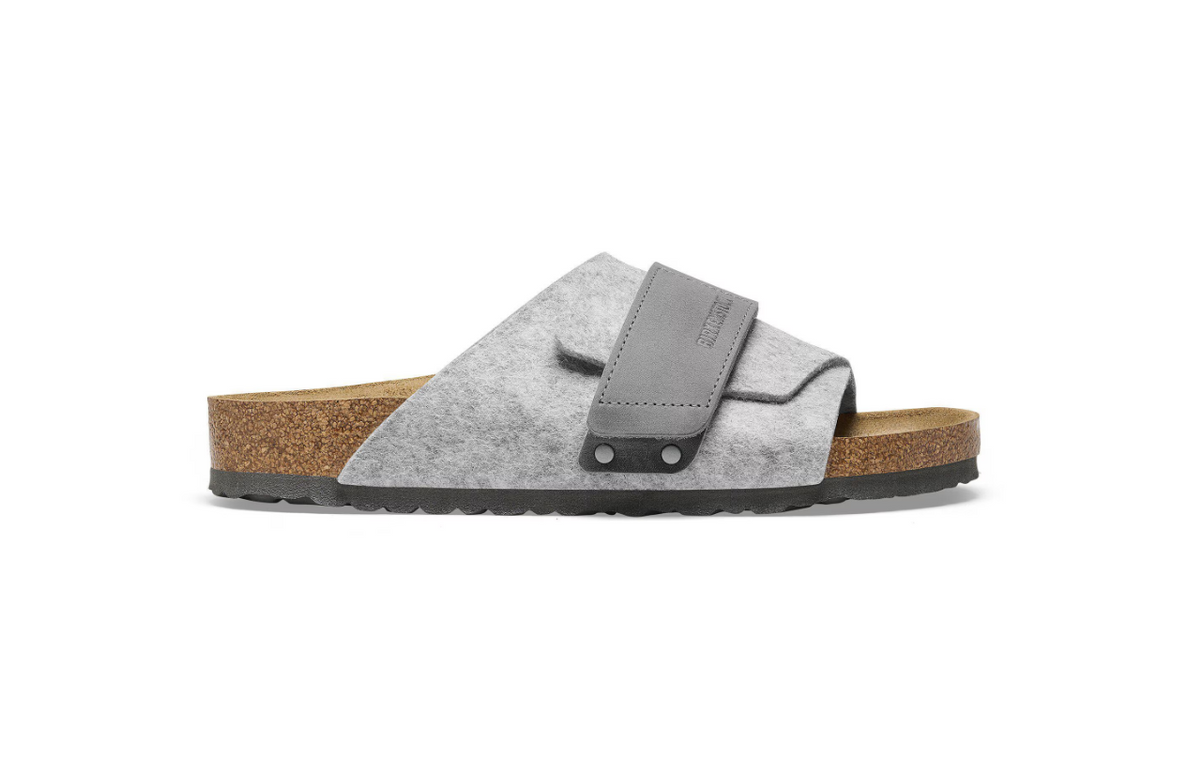 Birkenstock Kyoto Leather Textile Felt Light Gray  Narrow
