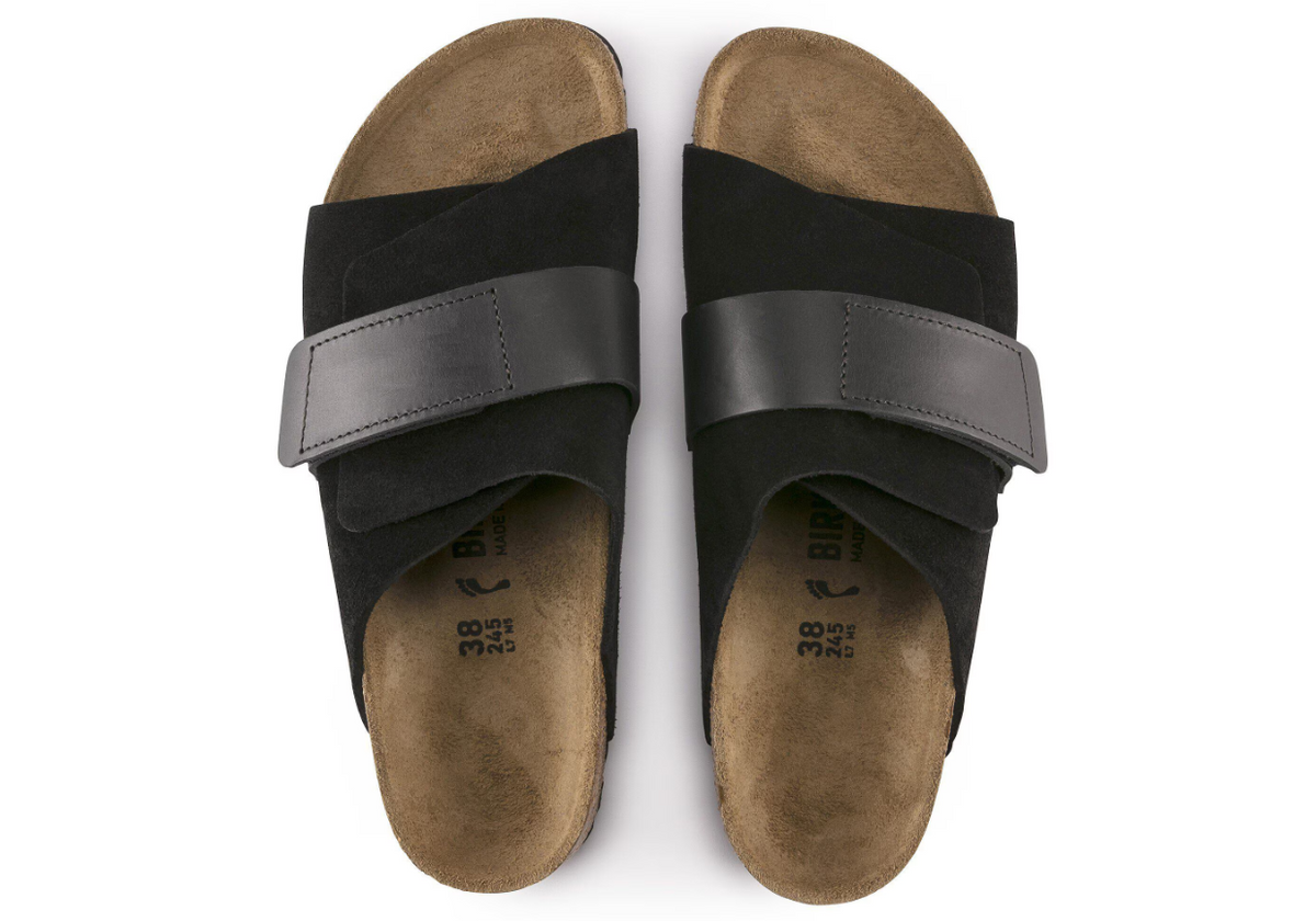 Birkenstock Kyoto Oiled Leather-Suede Leather Black  Narrow