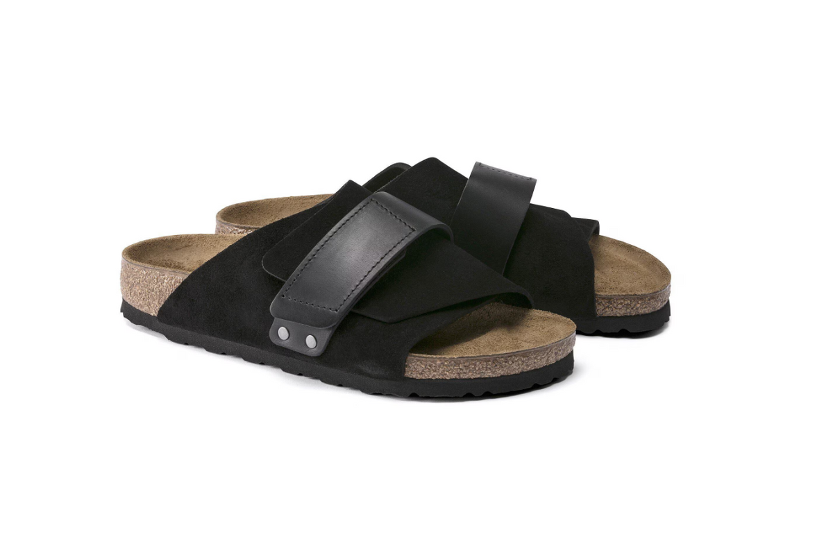 Birkenstock Kyoto Oiled Leather-Suede Leather Black  Narrow