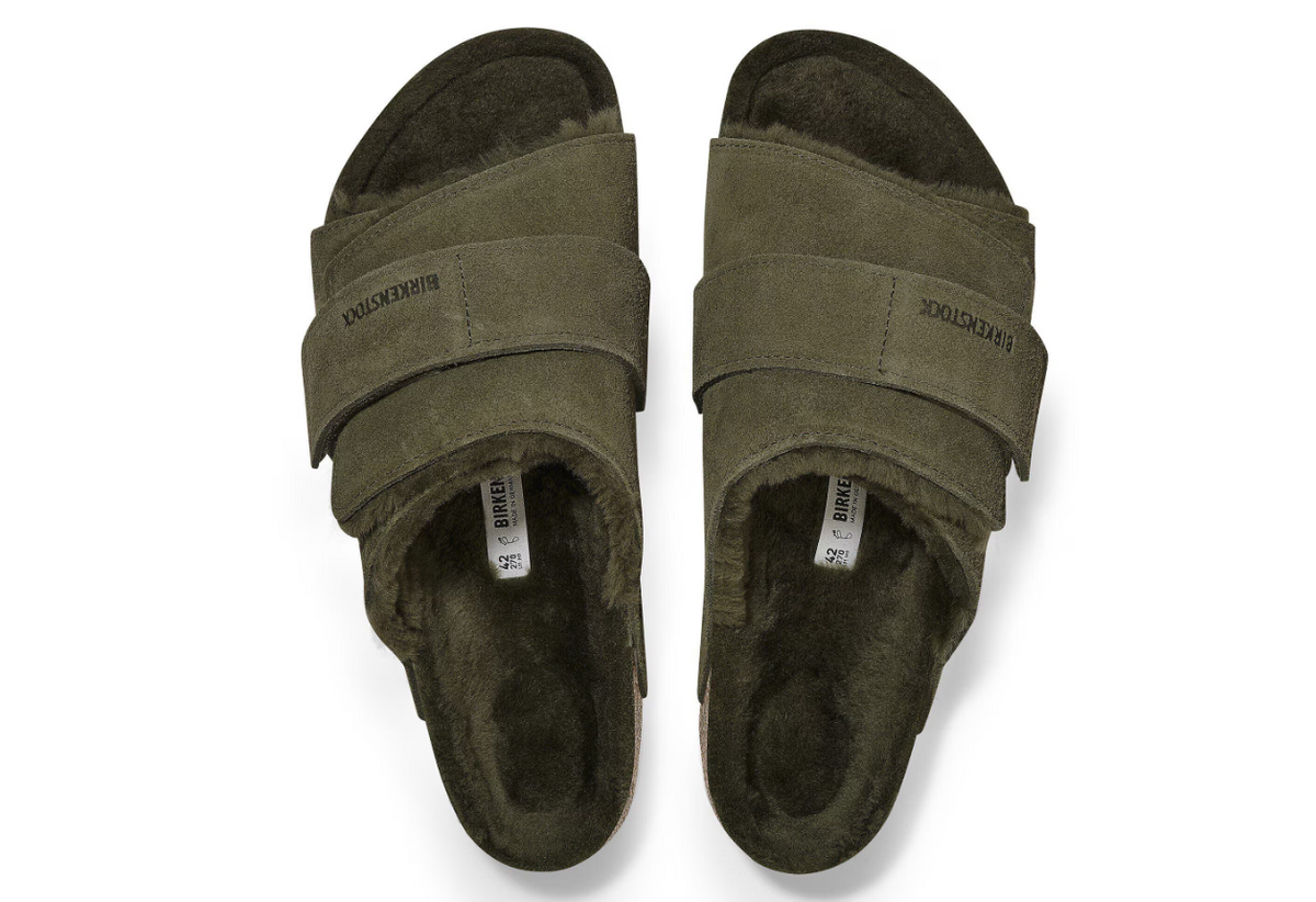 Birkenstock Kyoto Shearling Suede Thyme  Narrow