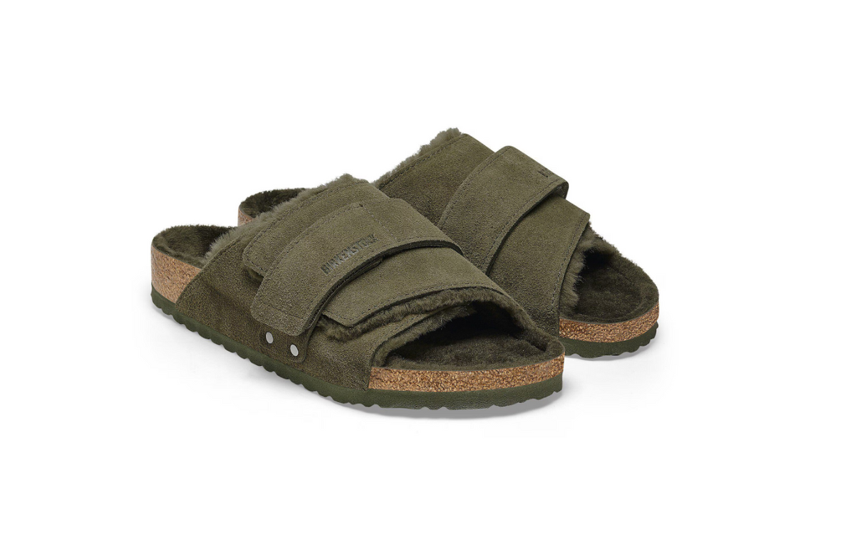 Birkenstock Kyoto Shearling Suede Thyme  Narrow