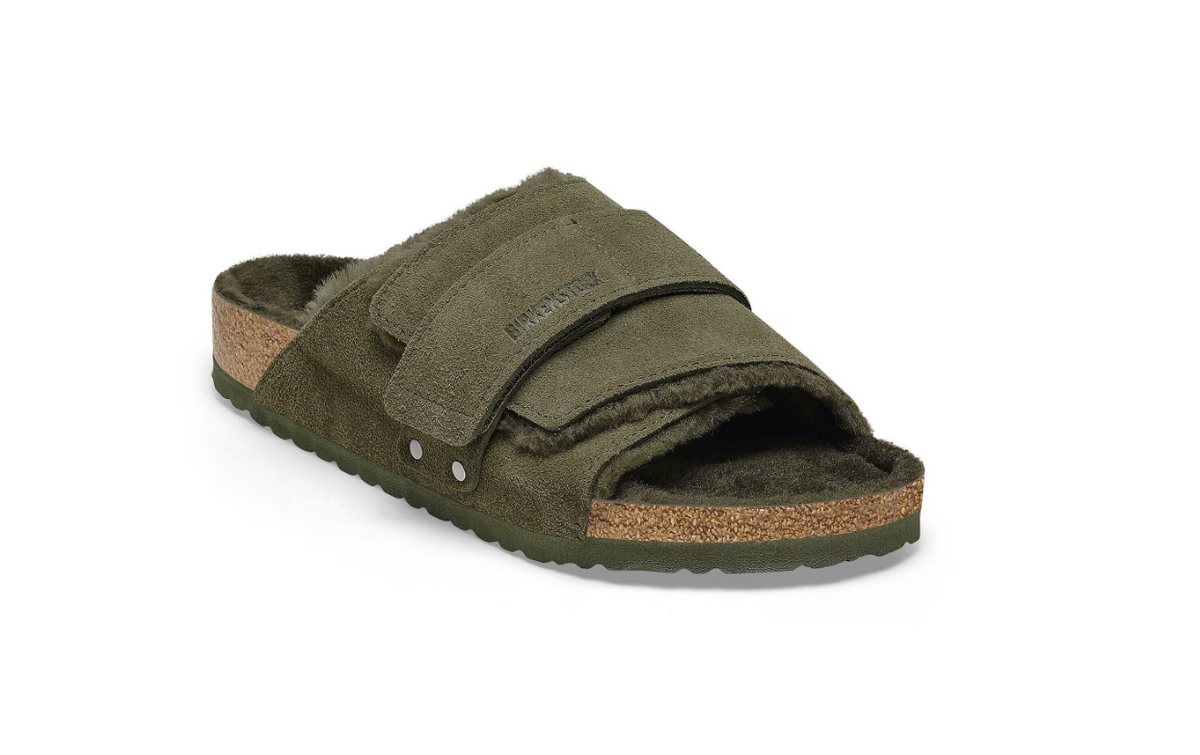 Birkenstock Kyoto Shearling Suede Thyme  Narrow