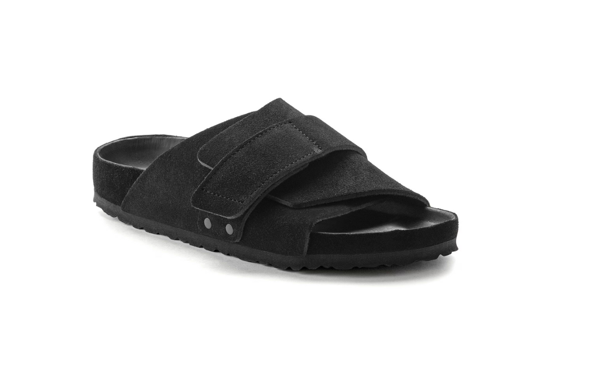 Birkenstock Kyoto Suede Leather Sandals Black Narrow