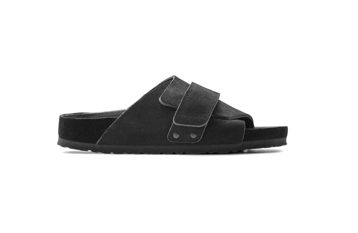 Birkenstock Kyoto Suede Leather Sandals Black Narrow