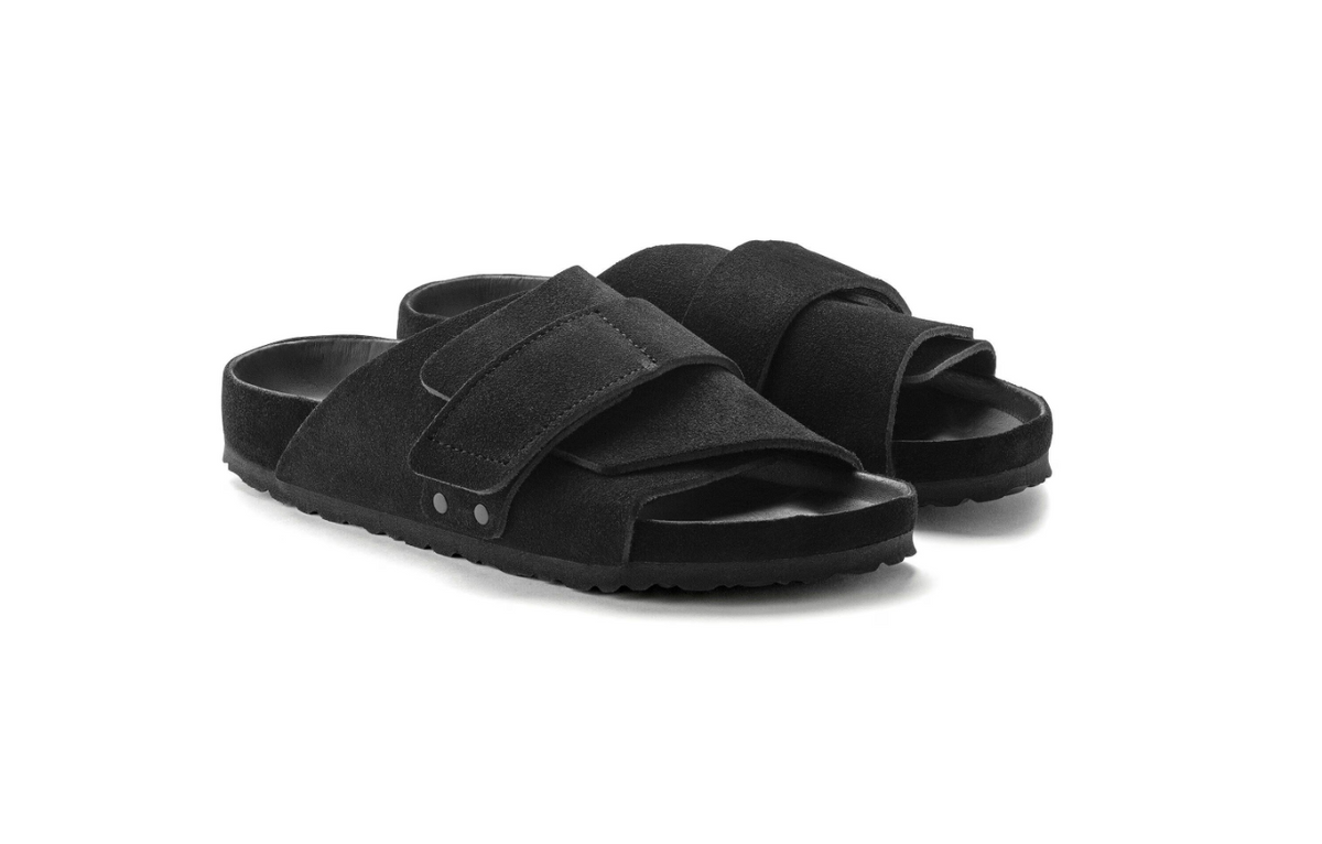 Birkenstock Kyoto Suede Leather Sandals Black Regular