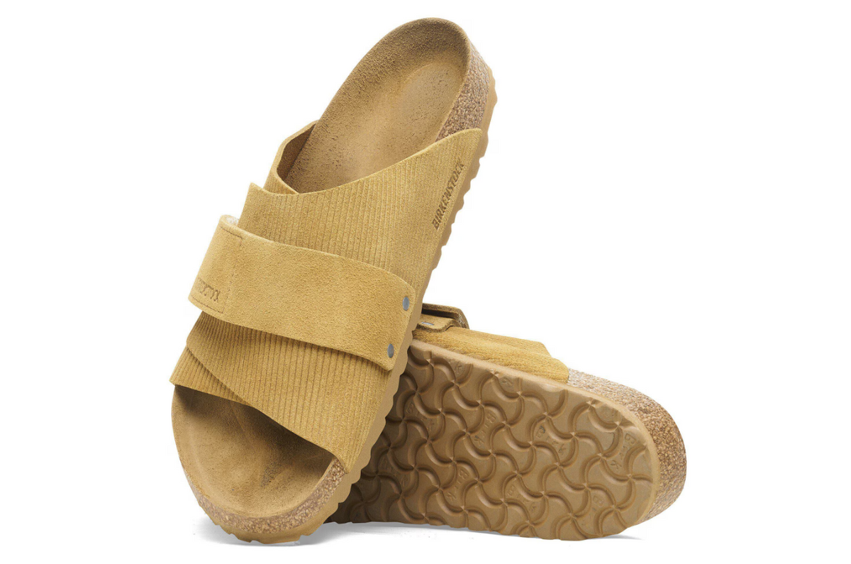 Birkenstock Kyoto Suede Embossed Corduroy Cork Brown Narrow