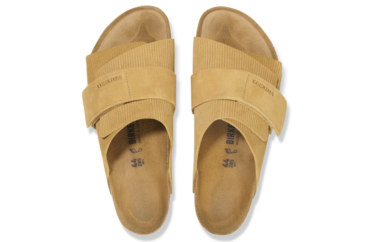 Birkenstock Kyoto Suede Embossed Corduroy Cork Brown Narrow