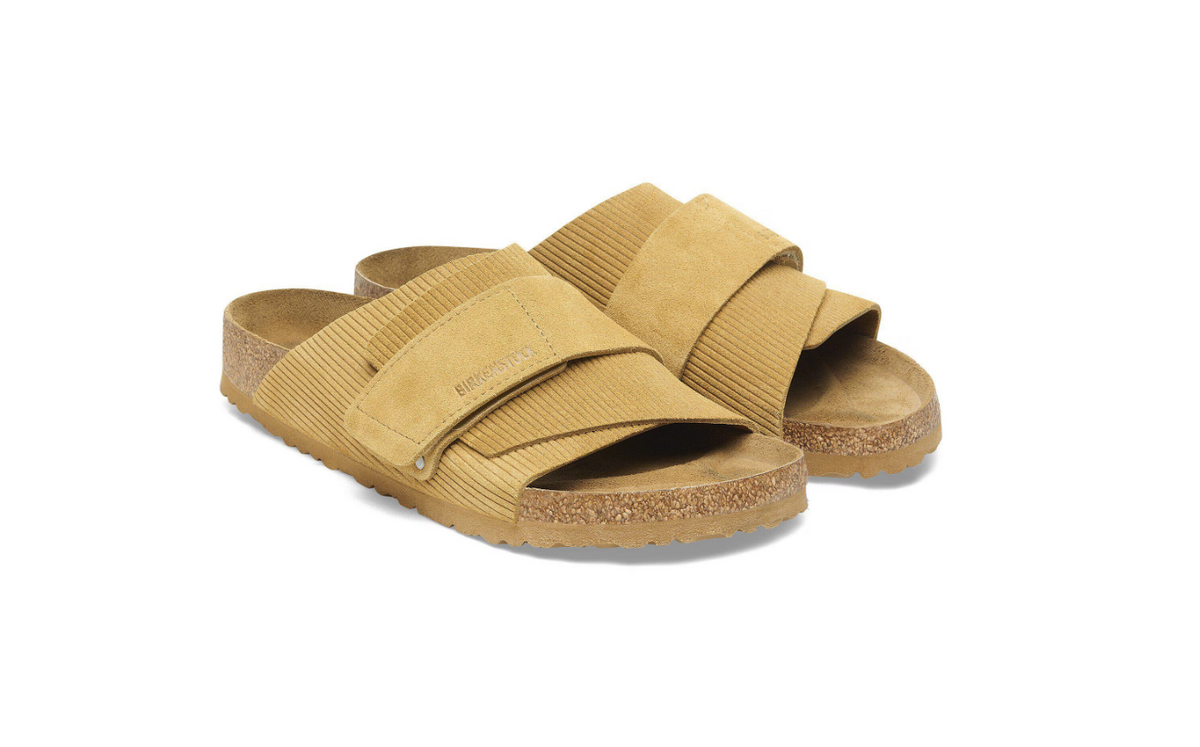 Birkenstock Kyoto Suede Embossed Corduroy Cork Brown Narrow