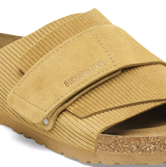 Birkenstock Kyoto Suede Embossed Corduroy Cork Brown Narrow