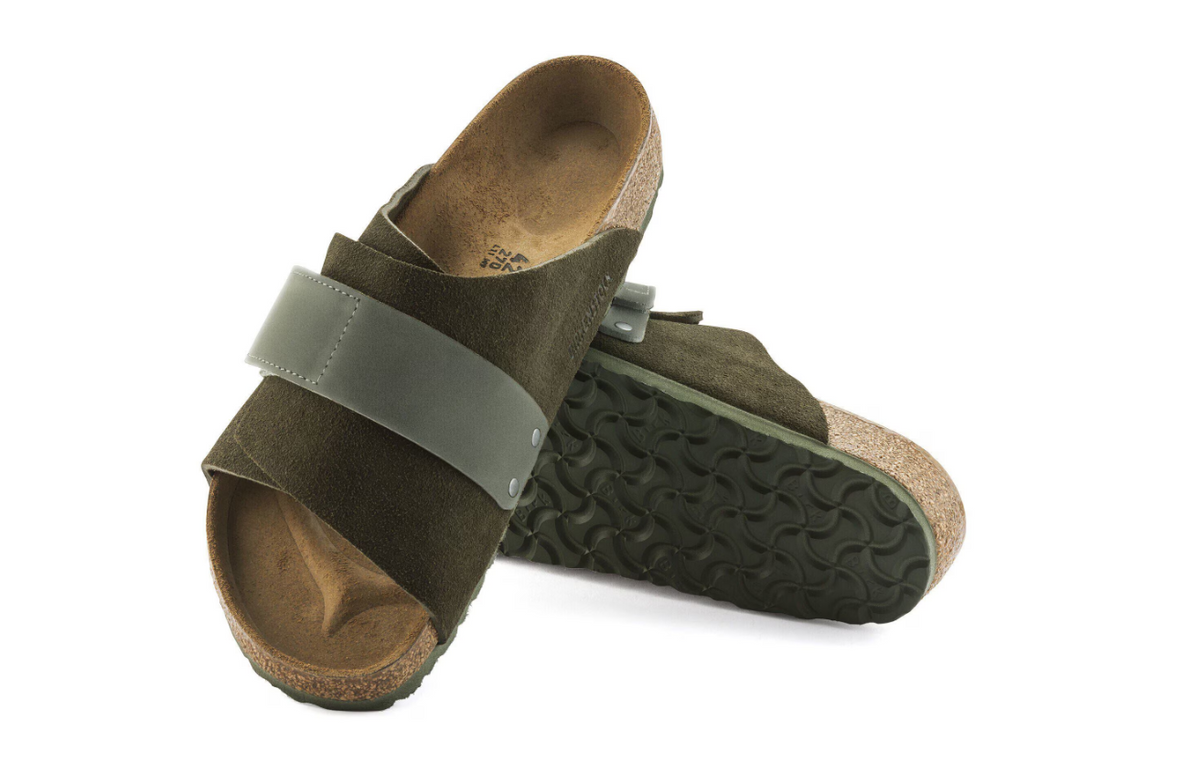 Birkenstock Kyoto Suede Leather Sandals - Thyme Regular