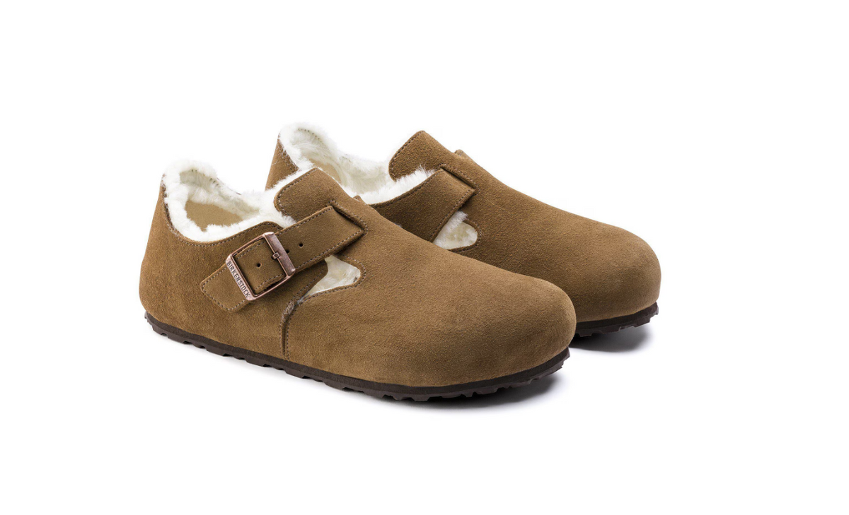Birkenstock London Shearling Suede Leather Dark Tea  Regular