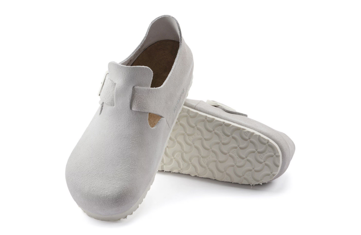 Birkenstock London Suede Leather Antique White Regular