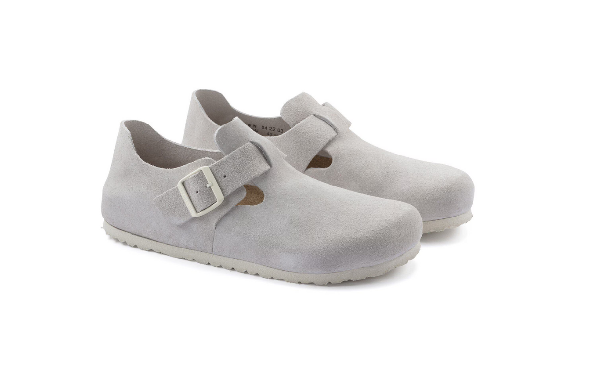 Birkenstock London Suede Leather Antique White Narrow