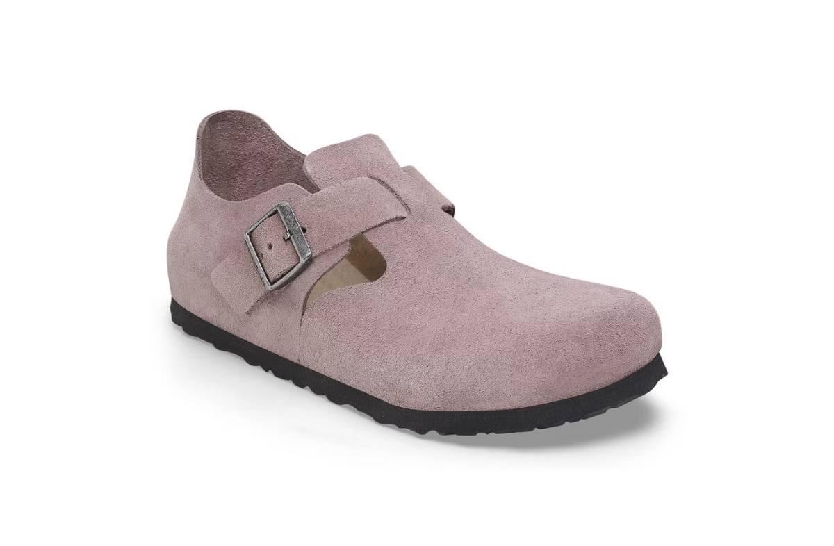 Birkenstock London VL Suede Leather Faded Purple Narrow
