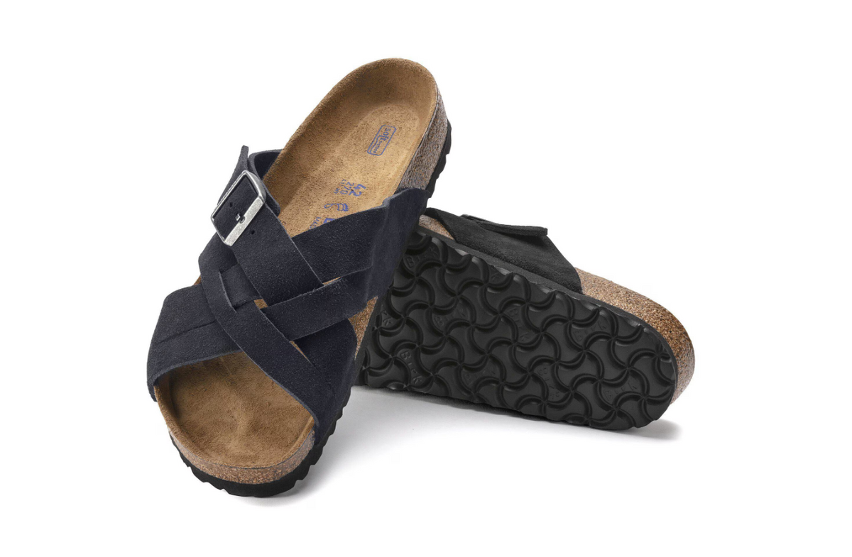 Birkenstock Lugano Soft Footbed Suede Leather Midnight Blue Narrow