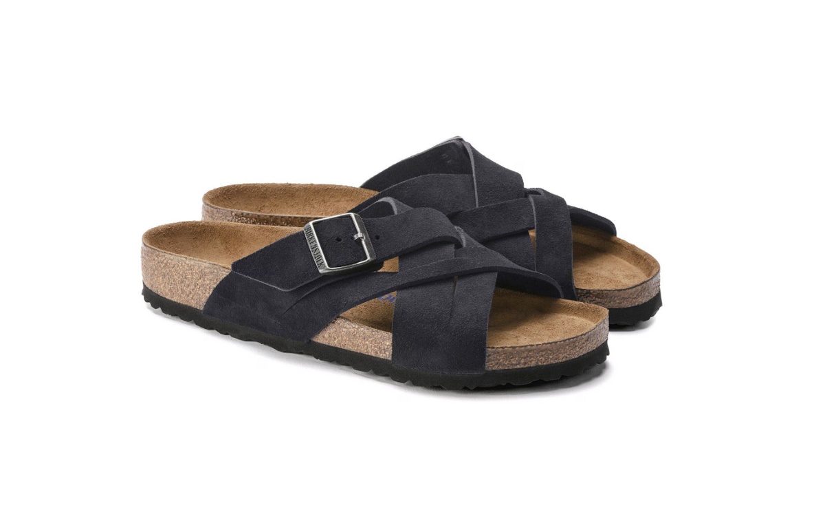 Birkenstock Lugano Soft Footbed Suede Leather Midnight Blue Narrow