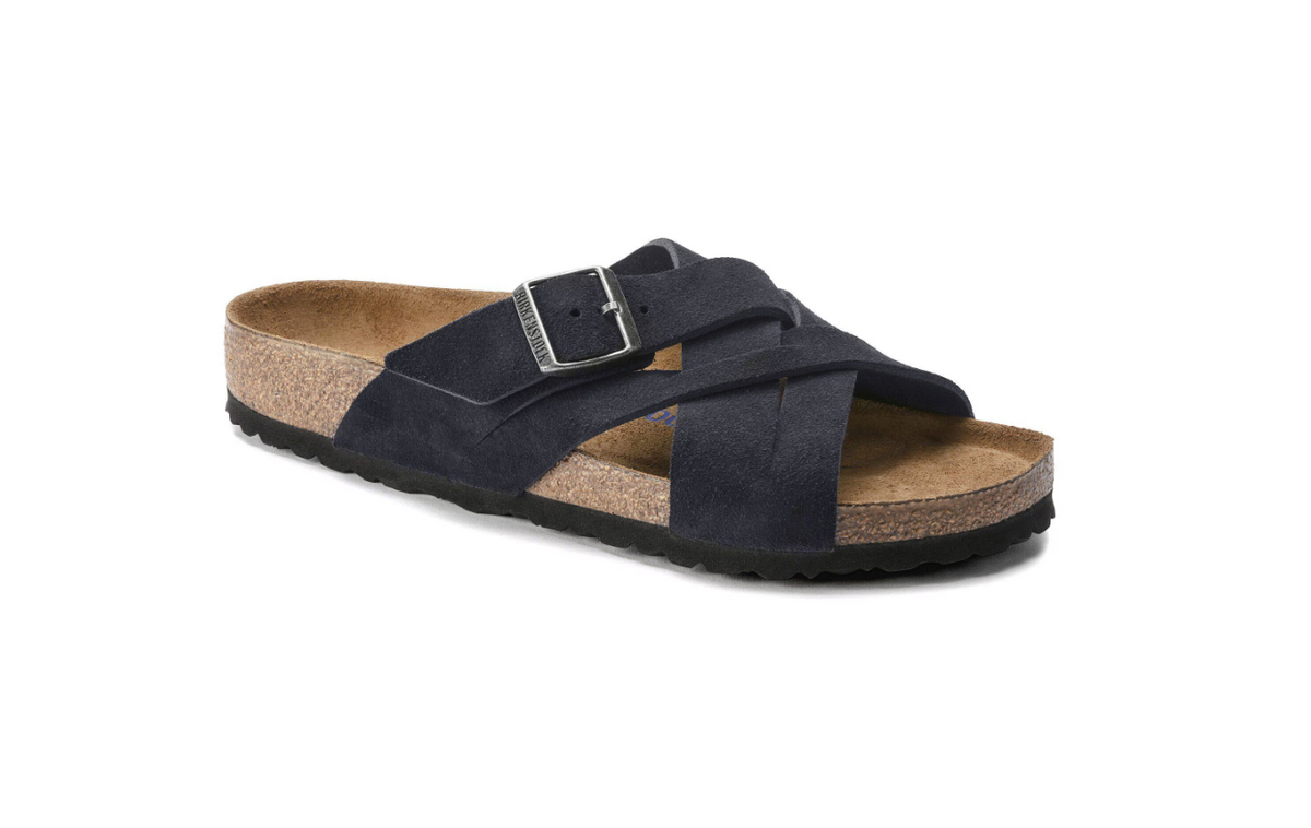 Birkenstock Lugano Soft Footbed Suede Leather Midnight Blue Narrow