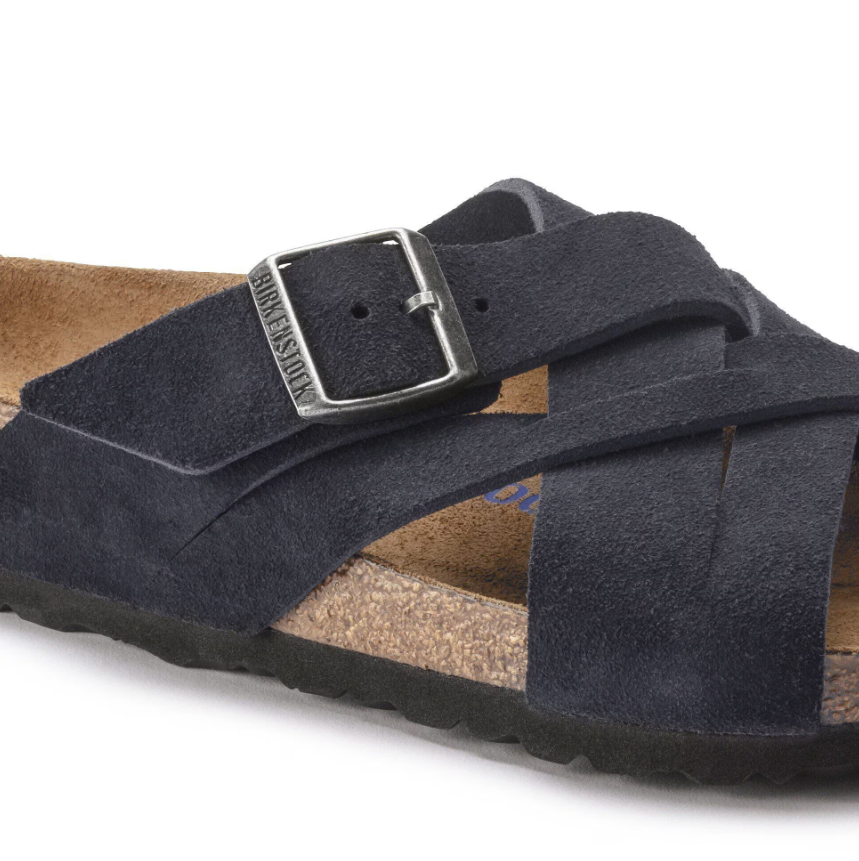Birkenstock Lugano Soft Footbed Suede Leather Midnight Blue Narrow