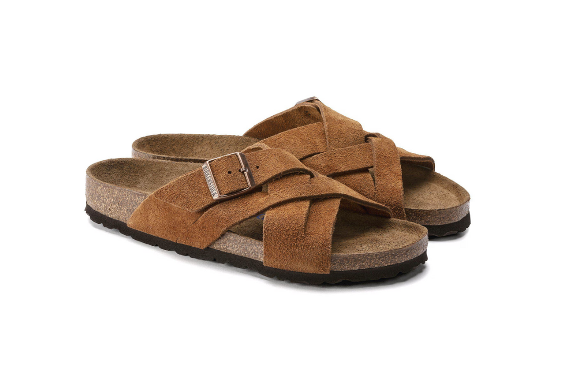 Birkenstock Lugano Soft Footbed Suede Leather Mink Narrow