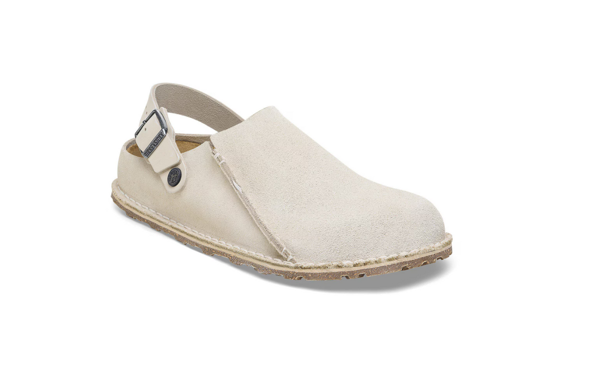 Birkenstock Lutry Premium Suede Clog Eggshell Narrow