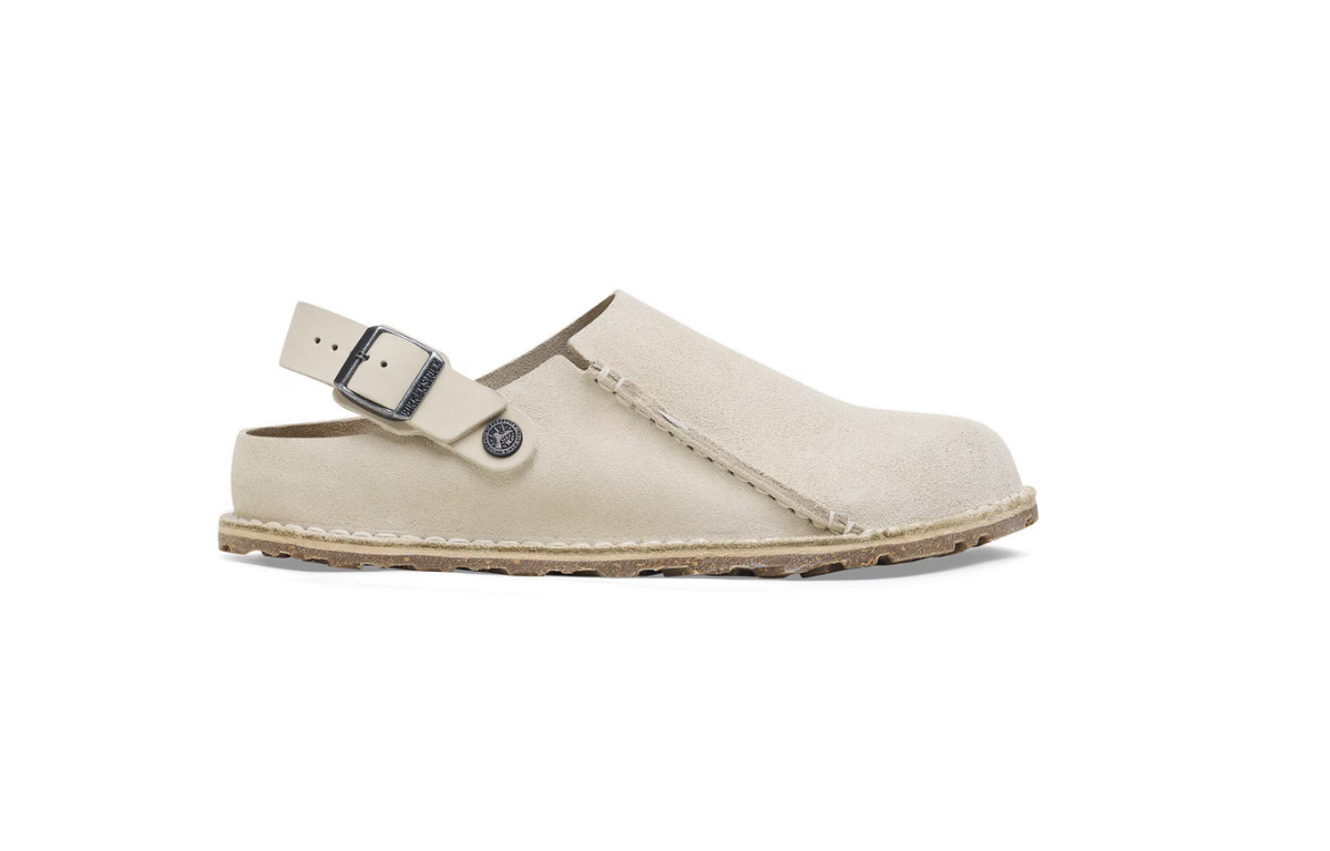 Birkenstock Lutry Premium Suede Clog Eggshell Narrow