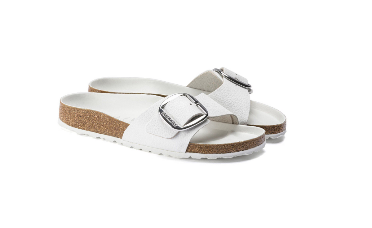 Birkenstock Madrid Big Buckle Natural Leather White  Narrow