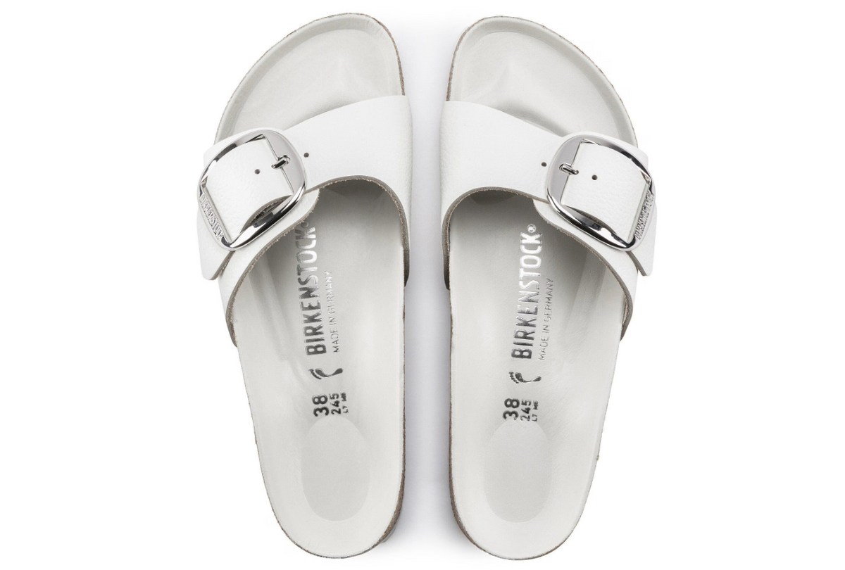 Birkenstock Madrid Big Buckle Natural Leather White  Regular