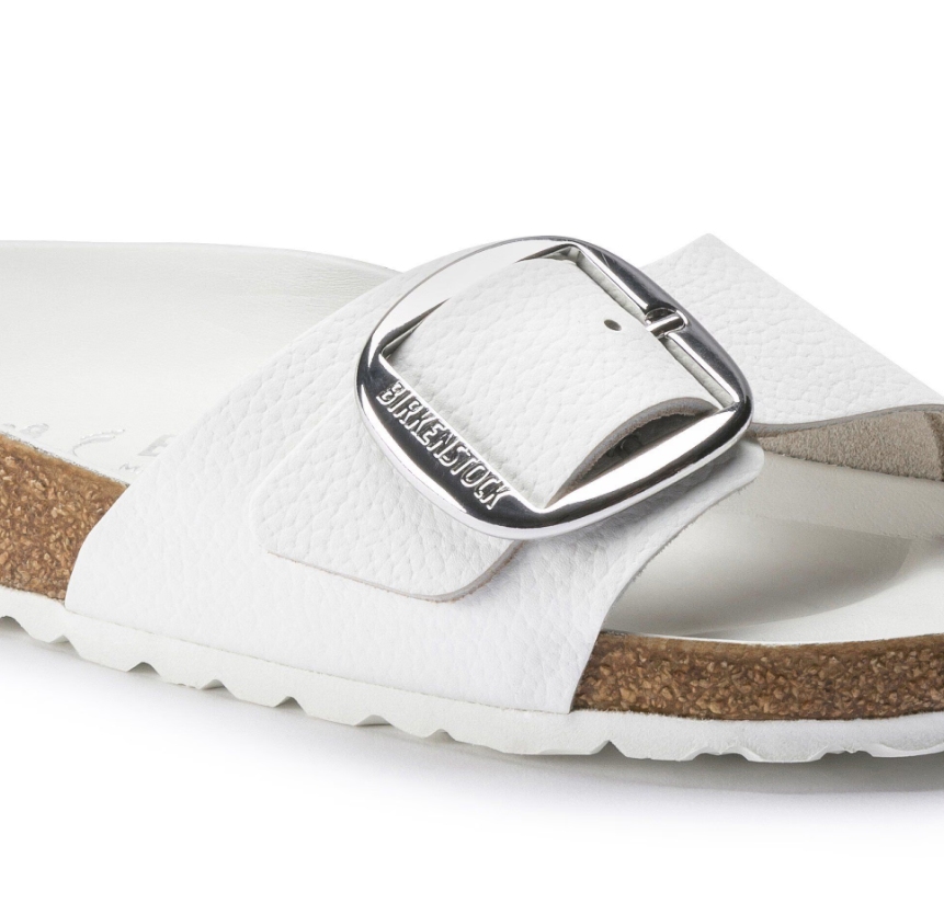 Birkenstock Madrid Big Buckle Natural Leather White  Regular