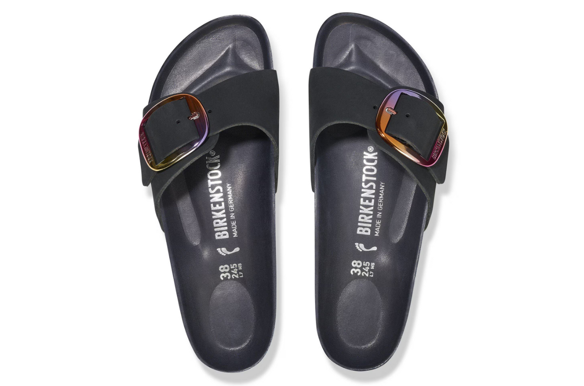 Birkenstock Madrid Big Buckle Nubuck Leather Black Narrow