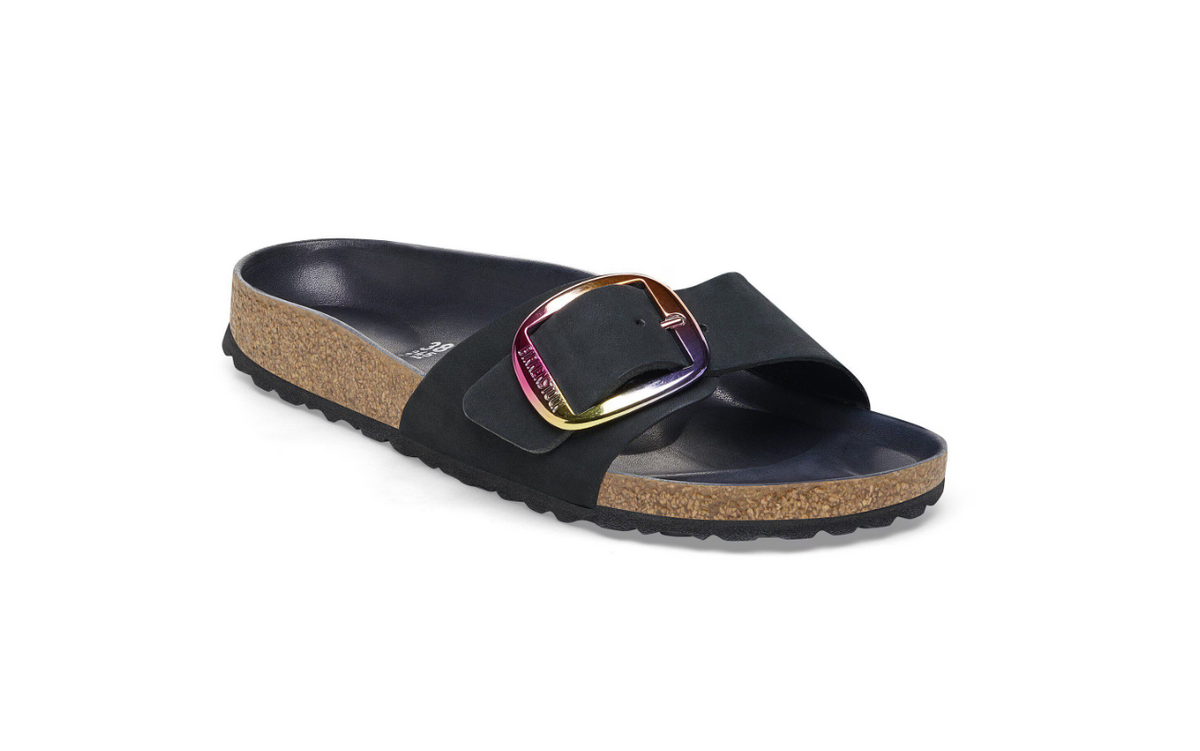 Birkenstock Madrid Big Buckle Nubuck Leather Black Narrow