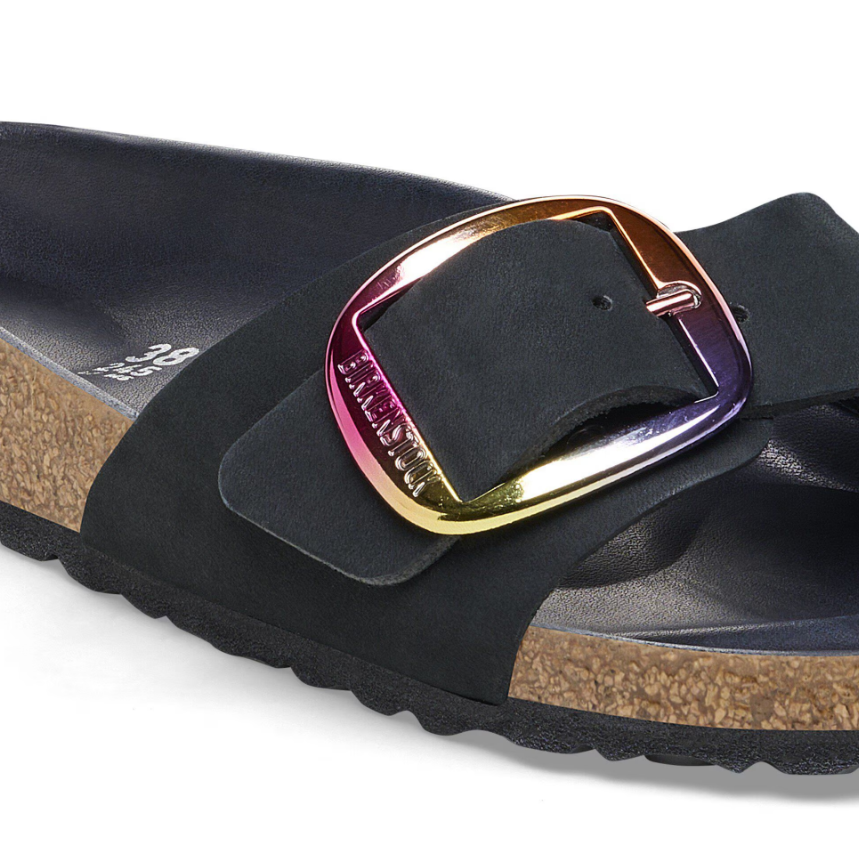 Birkenstock Madrid Big Buckle Nubuck Leather Black Narrow