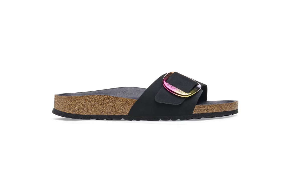 Birkenstock Madrid Big Buckle Nubuck Leather Black Narrow