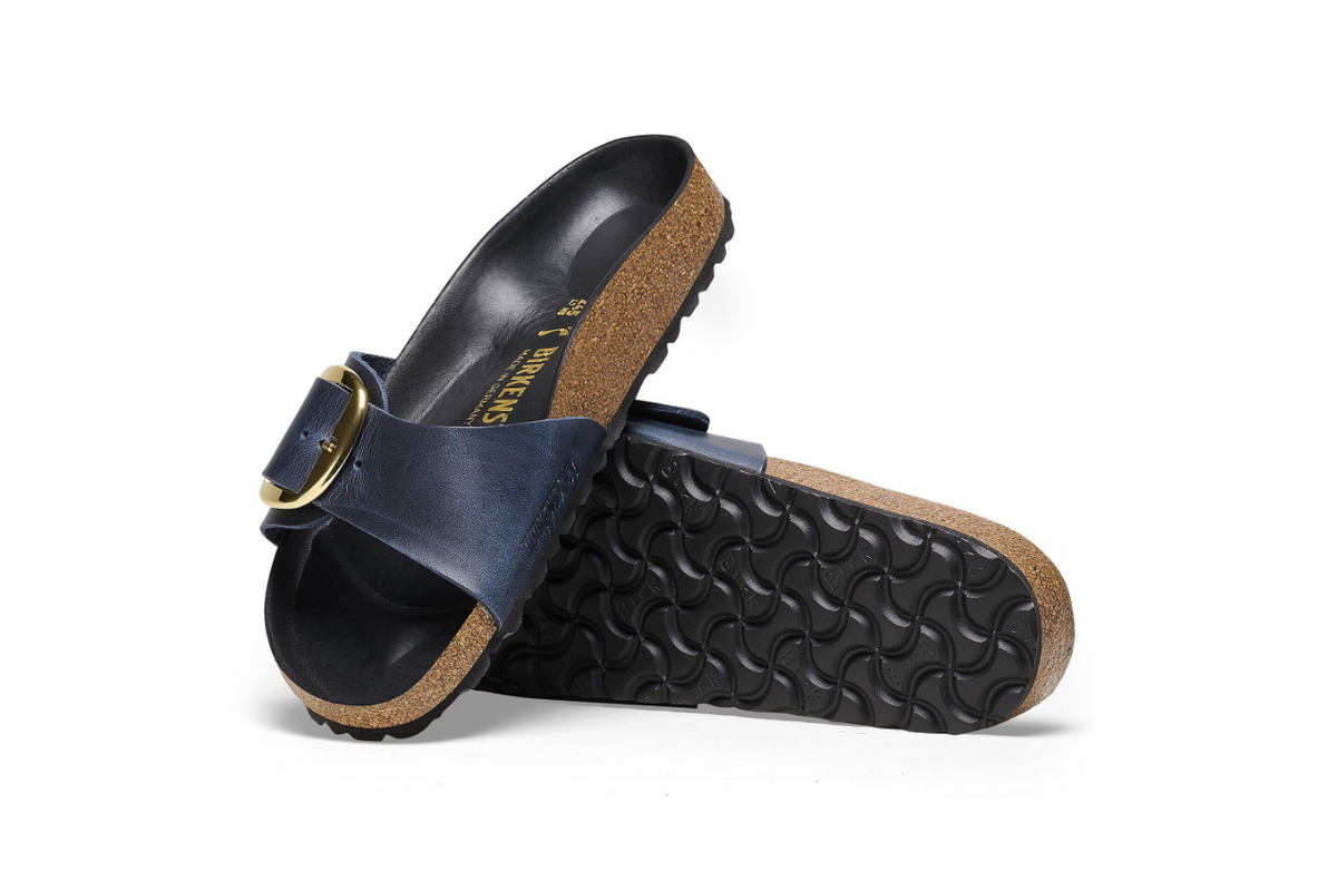 Birkenstock Madrid Big Buckle Oiled Leather Blue  Narrow