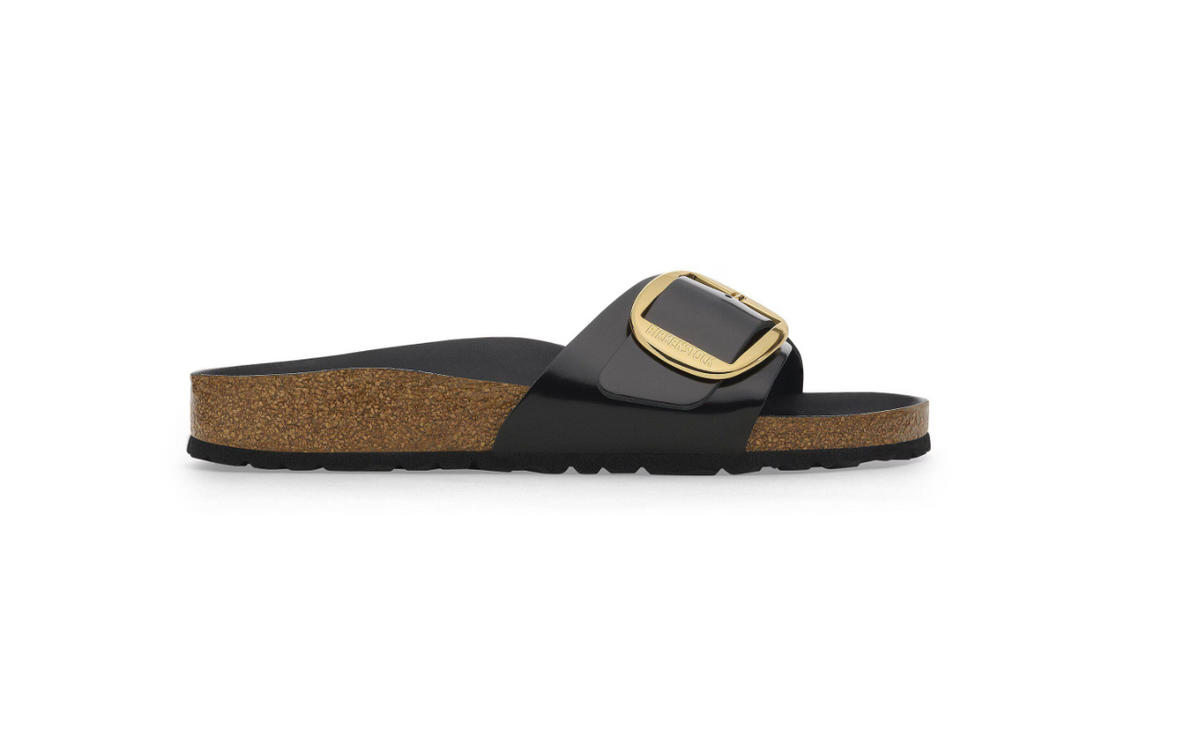 Birkenstock Madrid Big Buckle Natural Leather Patent Black Narrow