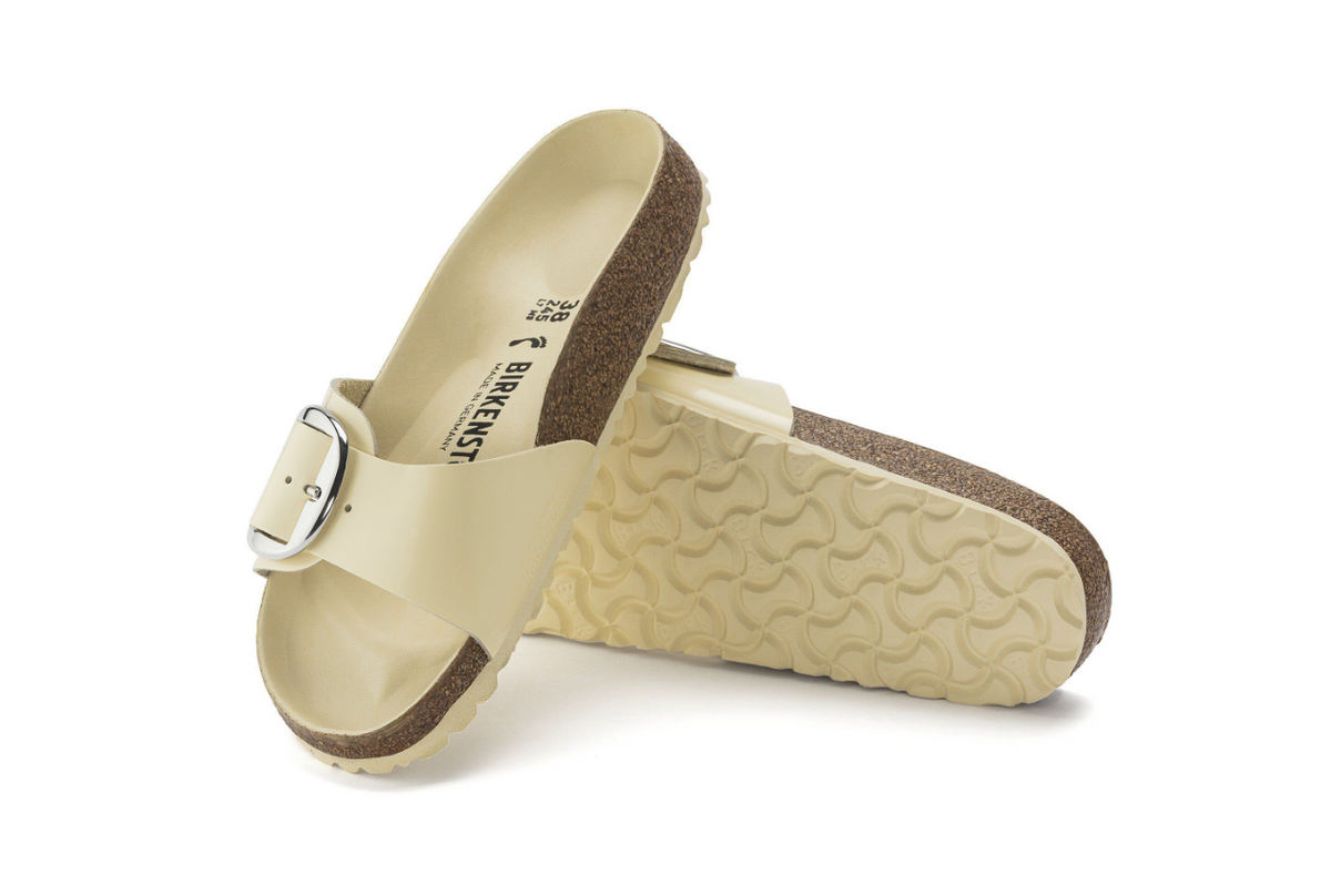 Birkenstock Madrid Big Buckle Natural Leather Patent Butter  Narrow