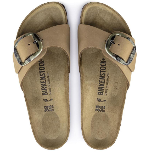 Birkenstock Madrid Big Buckle Nubuck Leather Mud Green Narrow