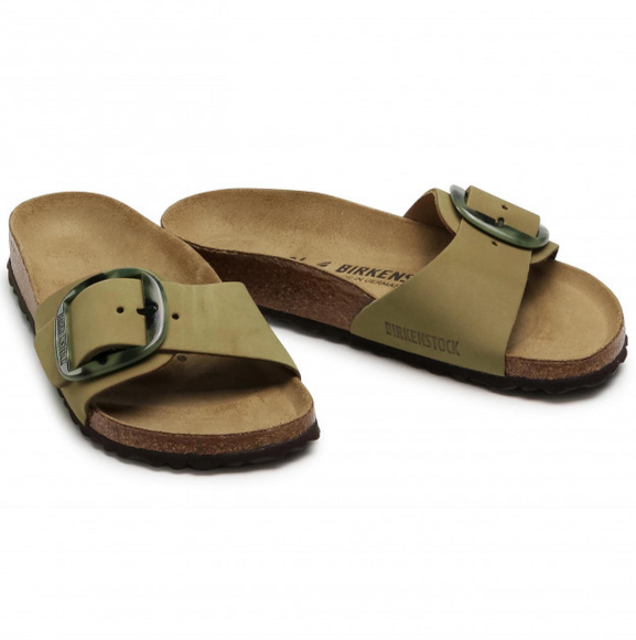 Birkenstock Madrid Big Buckle Nubuck Leather Mud Green Narrow