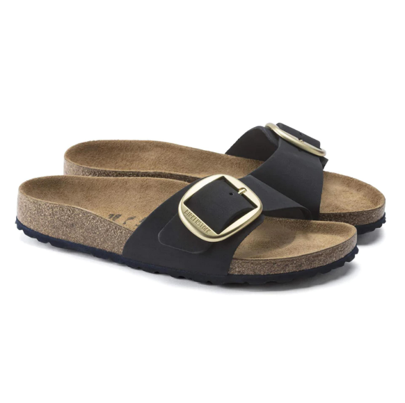Birkenstock Madrid Big Buckle Nubuck Leather Midnight  Narrow