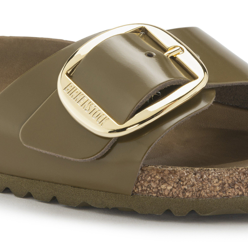 Birkenstock Madrid Big Buckle Patent Mud Green Sandals Regular