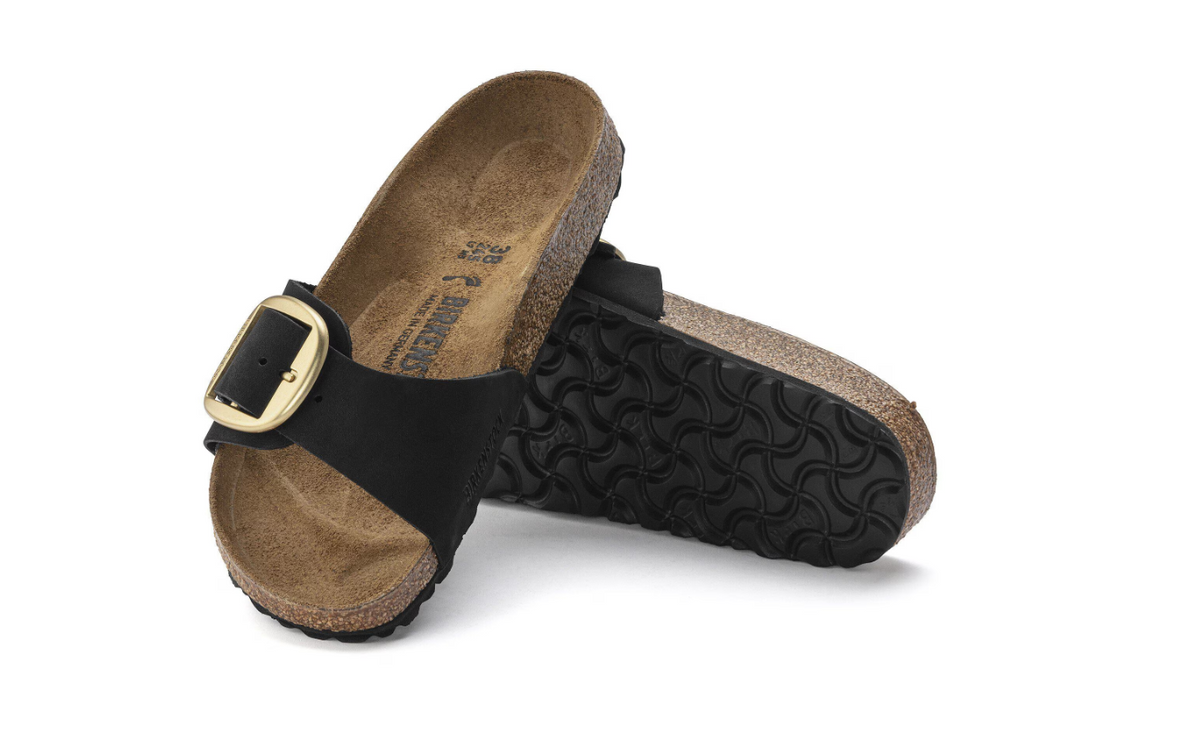 Birkenstock Madrid Big Buckle Nubuck Leather Black  Regular