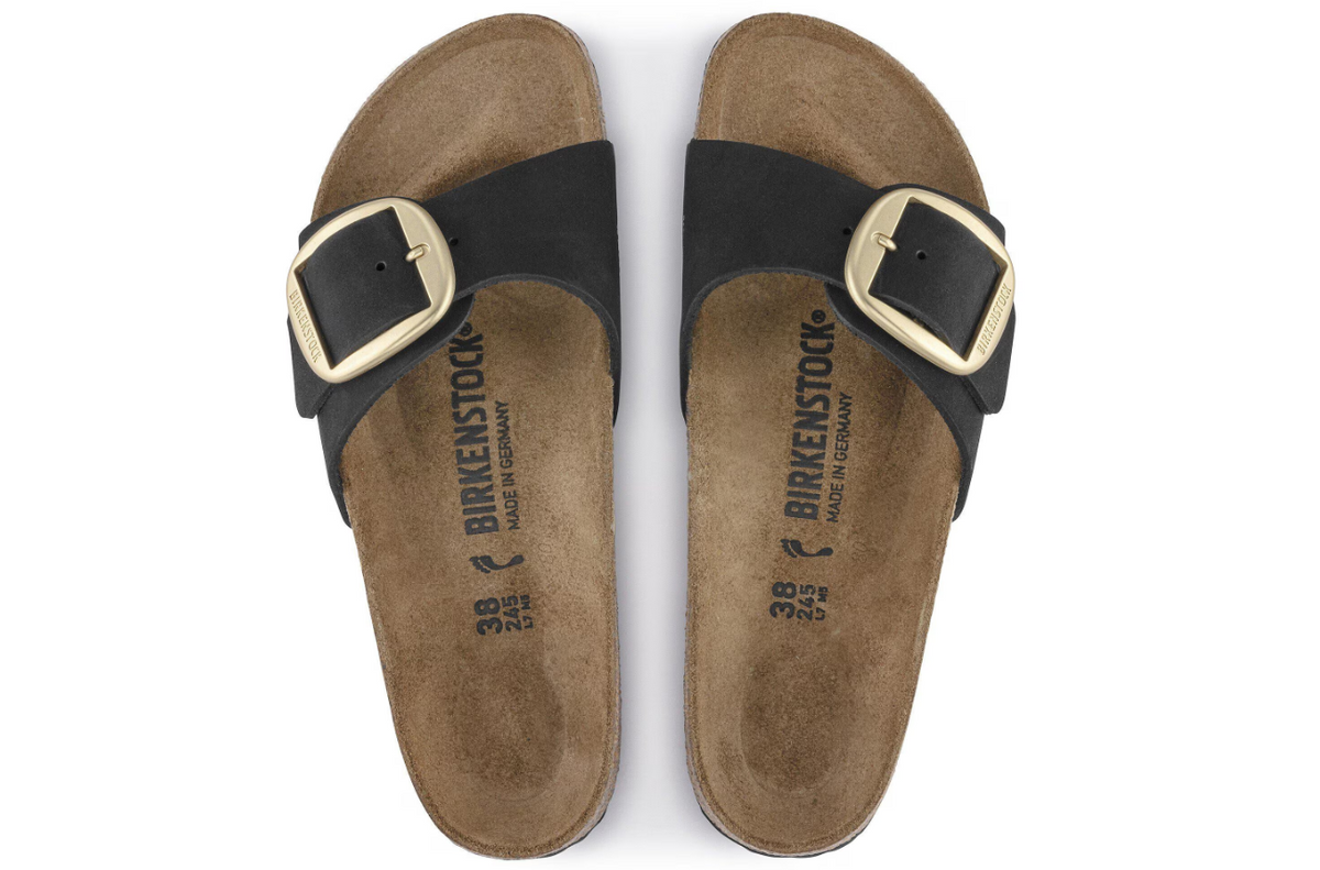 Birkenstock Madrid Big Buckle Nubuck Leather Black  Regular